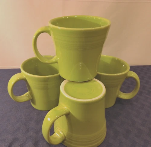 Lot of 4 New Fiesta Lemongrass Green  TAPERED MUGS. Capacity of 15 OZ.