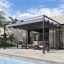 Image of 4 x 3m Metal Pergola Gazebo Patio Sun Shelter Retractable Canopy Grey New
