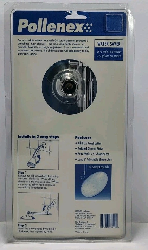 Cabezal de Ducha Pollenex DP1001CL Lluvia Vertida Todo Latón 5.5" Acabado Cromo Pulido Foto 2 de 3