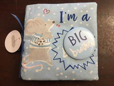 MUDPIE I'm a BIG BROTHER SOFT BOOK PIN BABY BOOK BLUE MOUSE ONE Photo Album