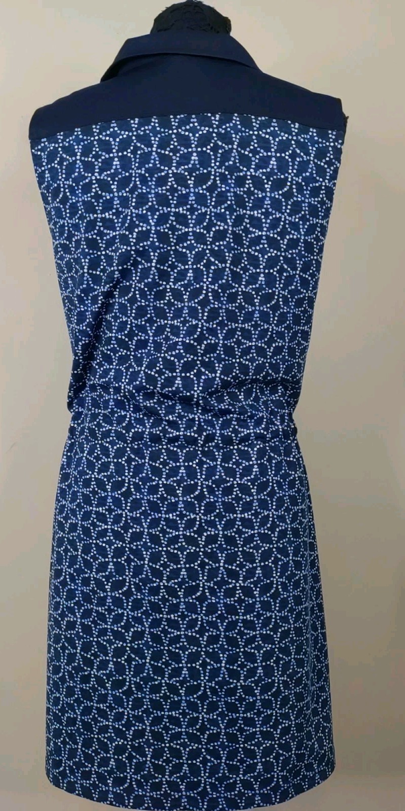 Talbots Blue Geometric Pattern Collared Drawstrin… - image 4