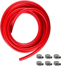 MRbrew 15 Feet CO2 Tubing, PVC Hose With Clamps 15Ft Red Gas Line 