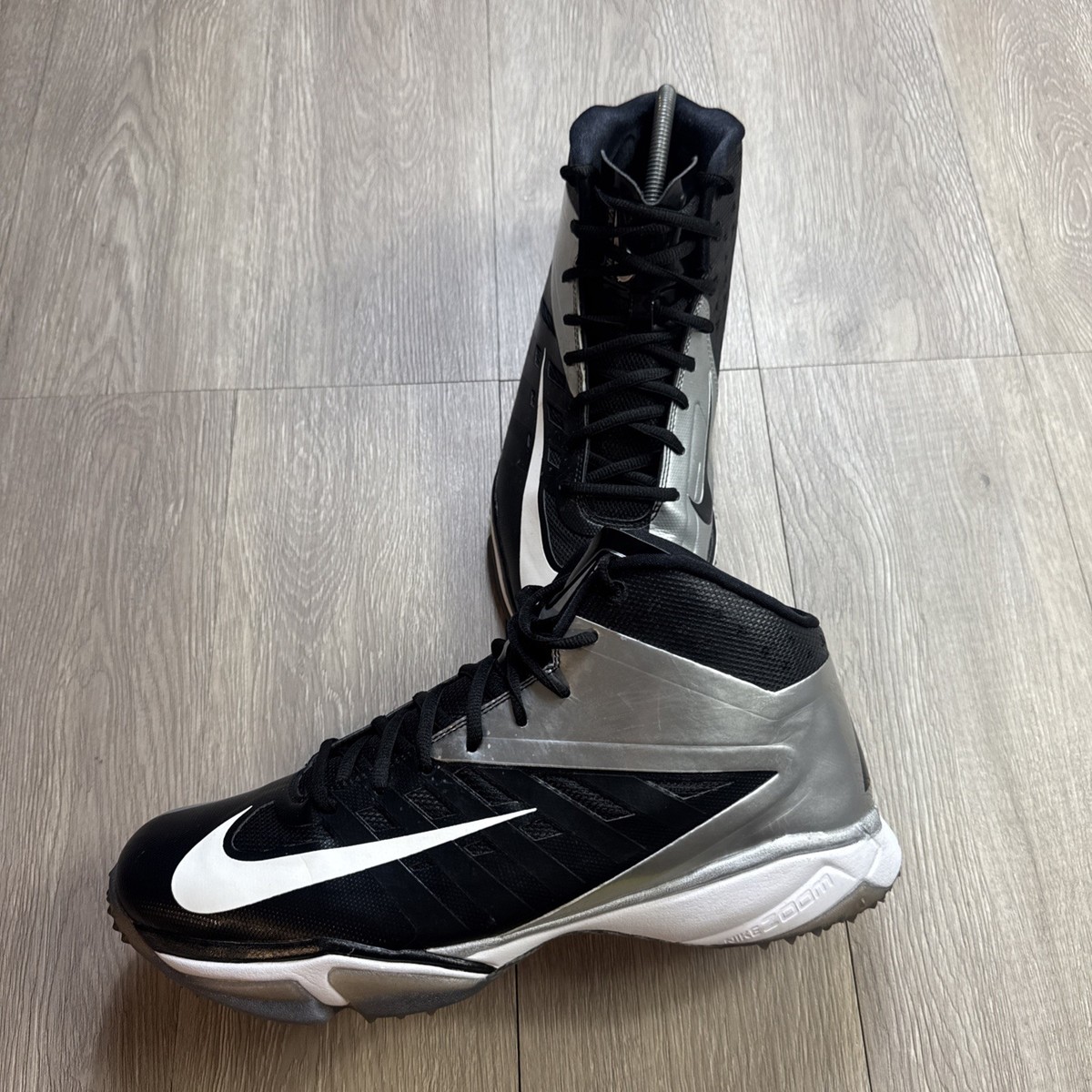 Nike Vapor Pro 3/4 Nubby Football Cleats Black/Silver 527878 