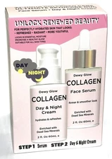 Dewy Glow  Collagen Cream & Face Serum Day & Night Treatment Hydrates & Refreshe