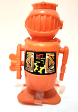 Vintage 1970s Space Robot Wind up Plastic Orange Walking Toy Hong Kong Retro