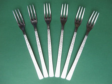 VINERS STUDIO Bark Effect: Six Dessert Forks Side Forks (19.5cm) Super Condition