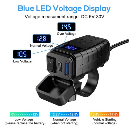QC 3.0 Motorcycle Dual USB Phone GPS Super Fast Charger Adapter LED Waterproof - 第 4/8 張圖片