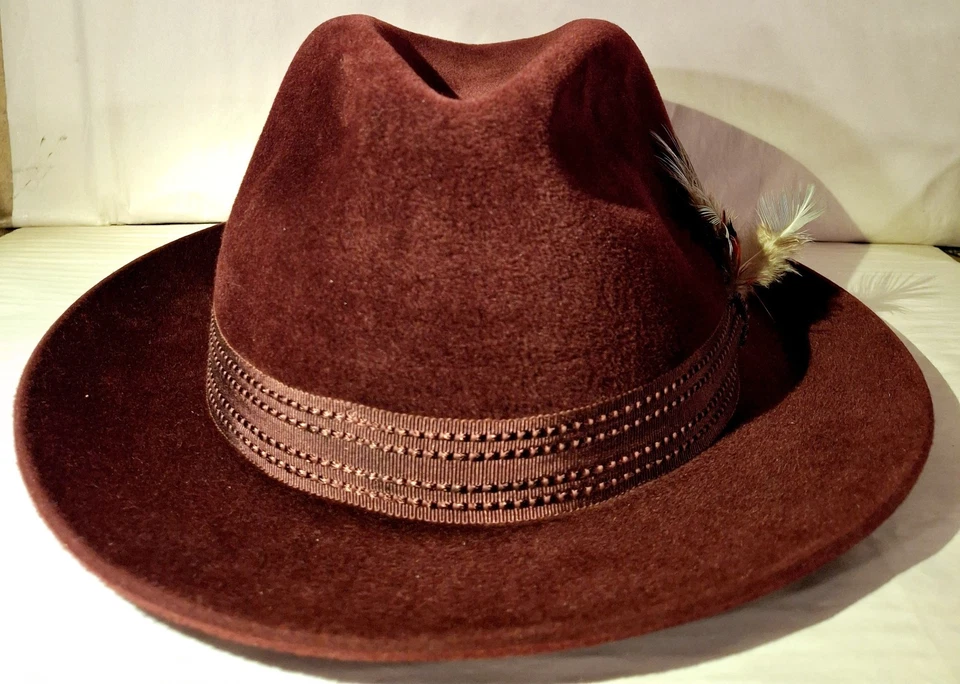 SELENTINO King Maroon Fur Felt Fedora Dress Hat Gray Mens Size 59 US Size 7/38 - Image 3 of 4