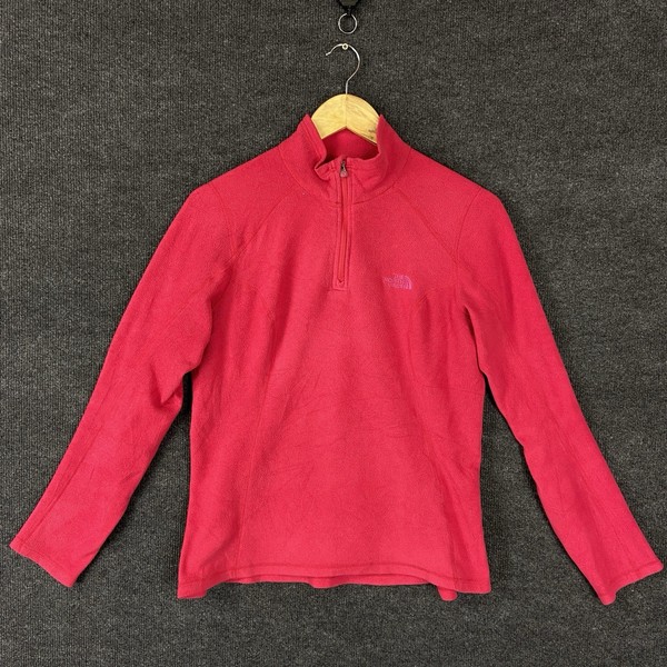 The North Face Womens Jacket Size S Red Long Sleeve 1/4 Zip Polartec Winter Warm