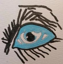 Whimsical Eye Figure Original Painting 12x12 Impressionist Canvas GAT