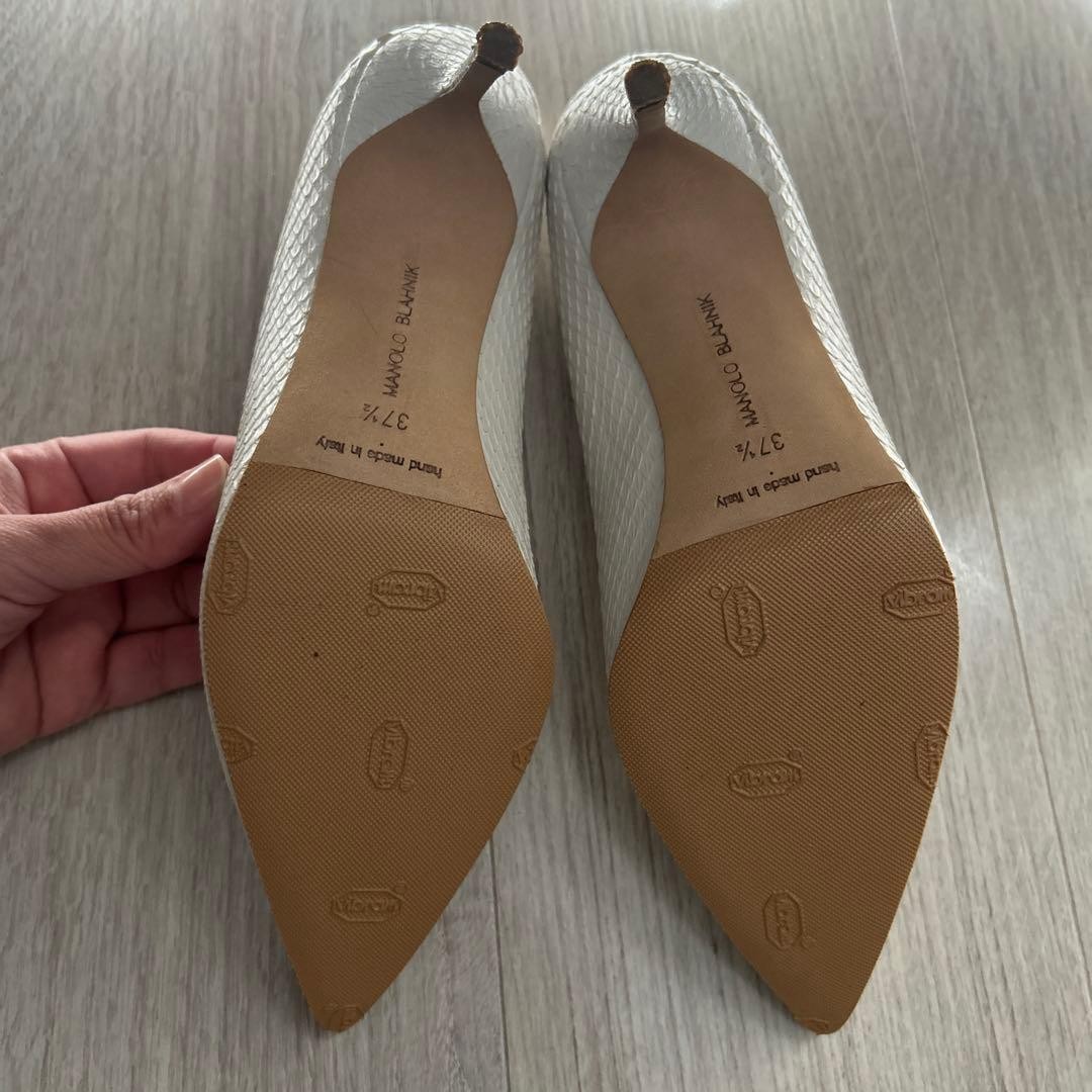 Manolo Blahnik White Python Snake Leather Pointed… - image 5