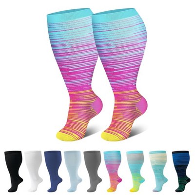 (3 Pairs) 20-30mmHg Plus Size Compression Support Socks Knee High Men Women -USA