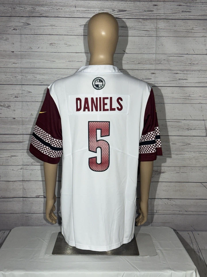 Camiseta deportiva Jayden Daniels #5 Washington Commanders blanca cosida en el campo XL Foto 2 de 4