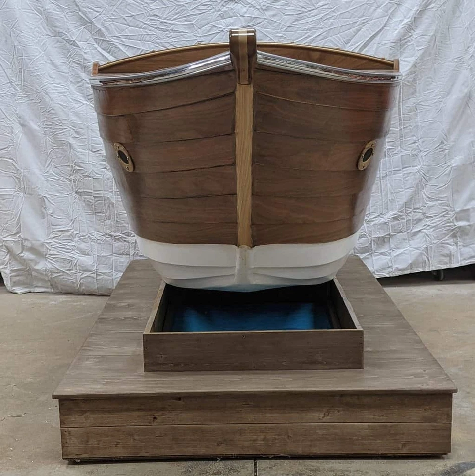 1 of 1 Handmade Wood Boat Bar, Lyman Inspired w/ Drawers, Cabinets, and Details - Image 2 of 4