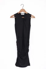 VELVET By Graham & Spencer Twisted Key Hole Neck Ruched Dress Black S $169 A1