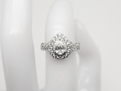 $6450 NEIL LANE 2ct Pear Cut Natural Diamond HALO 14k White Gold Wedding  Ring