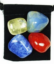 SELF TRUST Tumbled Crystal Healing Set = 4 Stones + Pouch + Description Card