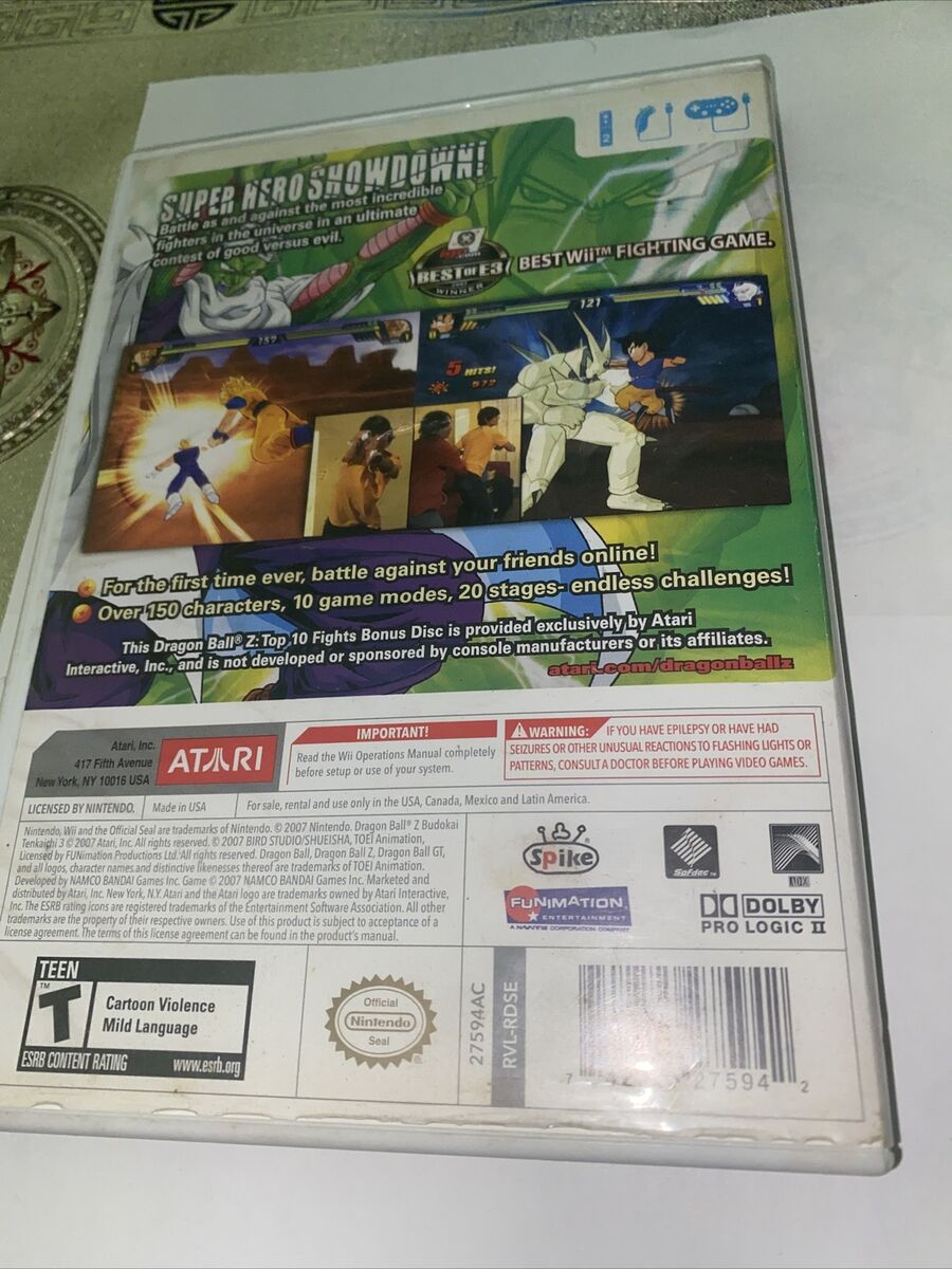 Dragon Ball Z: Budokai Tenkaichi 3 Wii Back cover