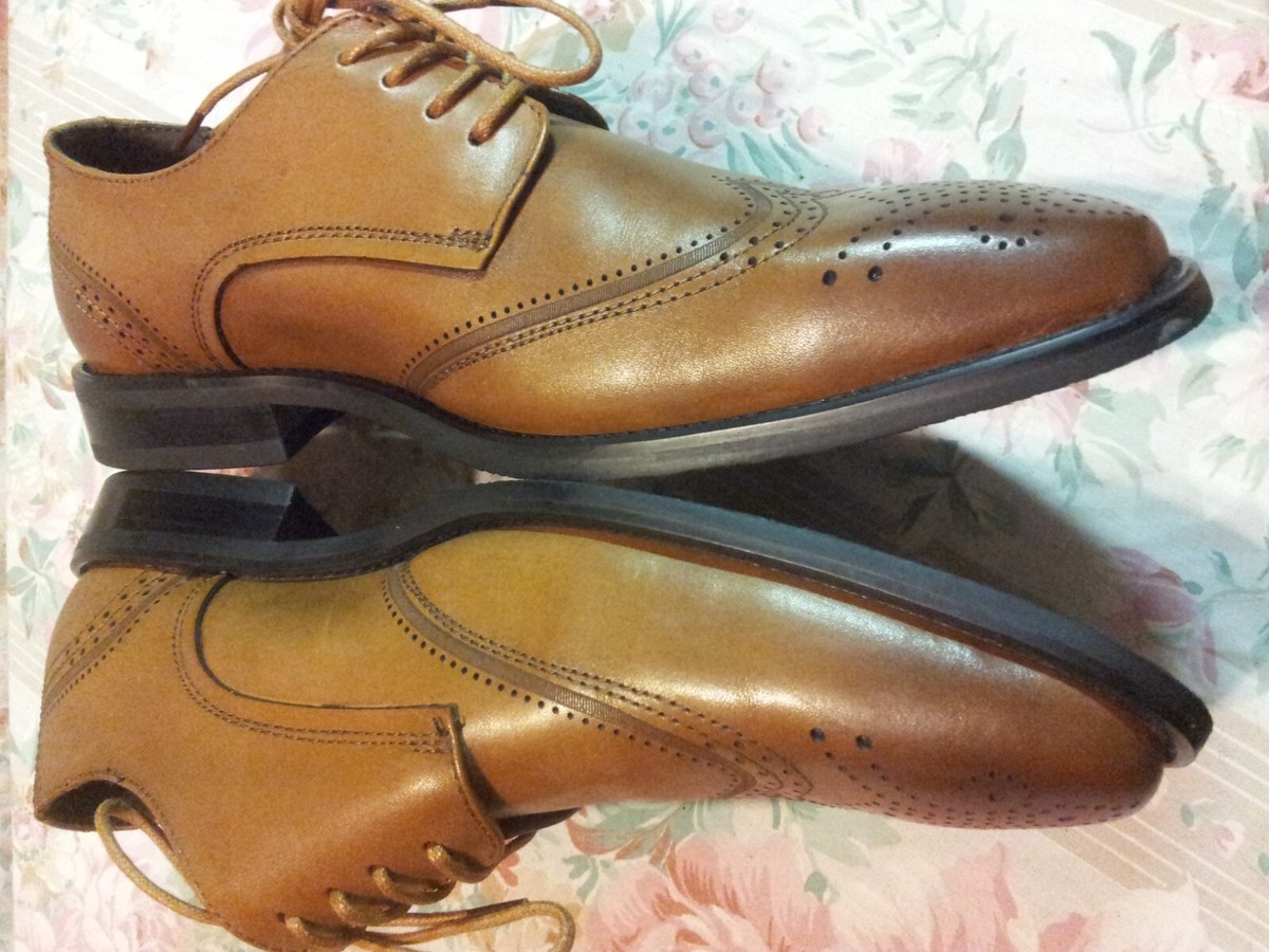 La Milano Men\'s Leather Wingtip Shoes Size 13 Antiqued Brown Vintage Brown Leather Wingtip Dress Shoes by LA Milano (size  main image 2