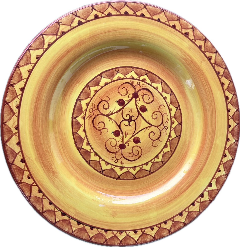 Pier 1 Karistan Earthenware Hand Painted 13” Chop Plate Or Platter EUC