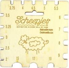Scheepjes 96127 Maple Wood Crochet Hook Gauge, Crochet Hook Gauge, 2mm - 15mm