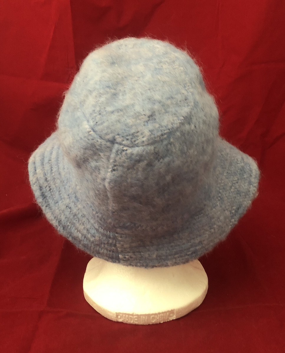 Donegal Design Mohair Wool Blend Blue Bucket Hat Cap  display picture 2