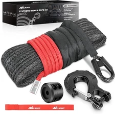 Nilight Winch Rope 1/4 Inch x 50 Feet Synthetic Winch Line Cable Kit