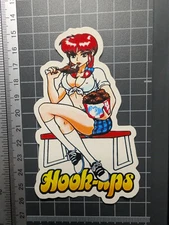 Hook-Ups Sticker Decal – Anime Girl Eating Chicken, Retro Pin-Up Style