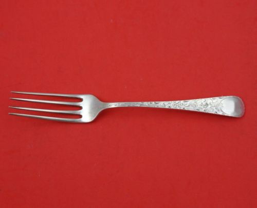 "Tenedor de cena de plata esterlina grabado por abedules de Londres 7 5/8" reliquia de vajilla - Imagen 1 de 3