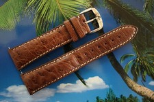 JACQUES LEMANS 20MM BROWN SILVER BUCKLED RARE OSTRICH WATCH BAND WATCHBAND STRAP