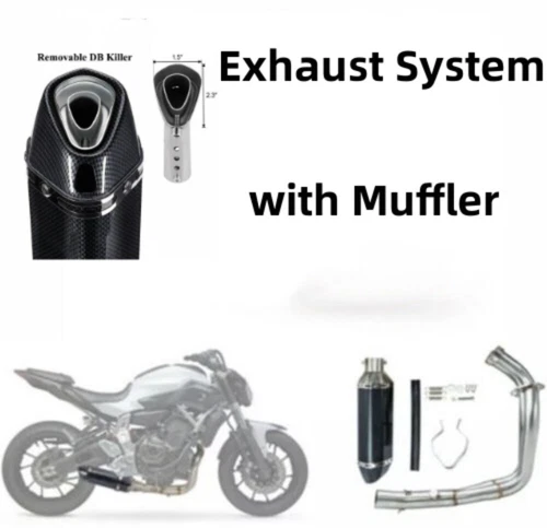 Motor Full Exhaust System Loop Header Pipe For YAMAHA MT07 FZ07 XSR700 2014-2020 - Picture 2 of 16