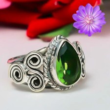 Green Peridot Gemstone 925 Sterling Silver Ring Handmade Jewelry Ring For her