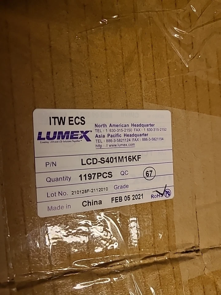 Lote De 1197 Pantallas Lumex LCD-S401M16KF Foto 2 de 4