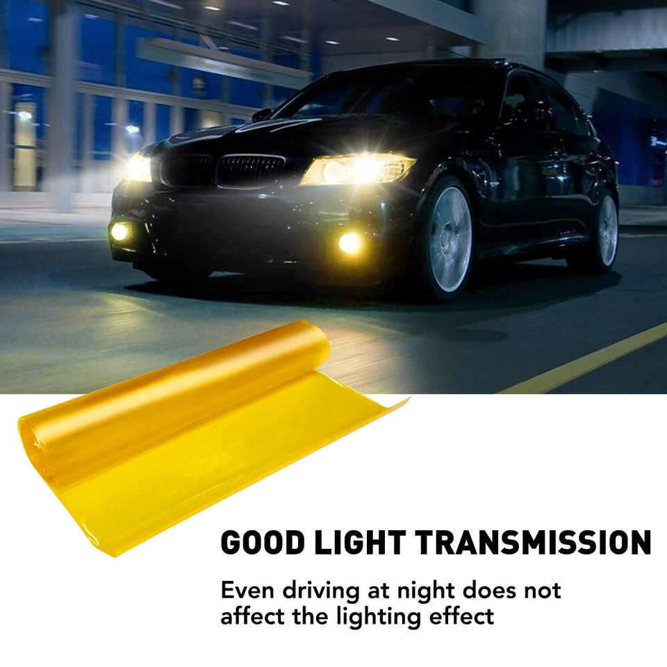 180cm Yellow/Amber Headlight Tint Fog Lights Tail light Vinyl Film Stretchable - image 3 of 4