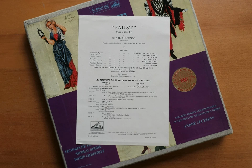 ASD 307-10 ED1 Gounod Faust Victoria De Los Angeles Cluytens NM 4LP HMV 1st W/G - Image 4 of 4
