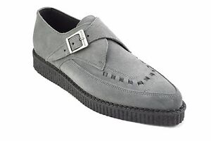 Steel Ground Shoes Grey Suede Creepers Monk Buckle Pointed Sc200Z134