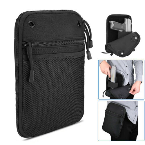 Concealed Carry Gun Pouch Pistol Holster Pack Waist Pocket with Belt Loops Black - Picture 3 of 12