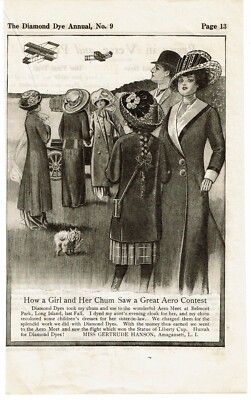 1912 girl family aero plane contest PRINT AD The Diamond Dye Annual NO 9