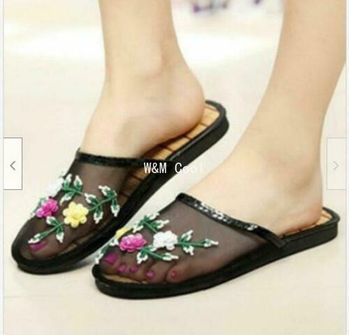 PANTOFOLA D’ORO Mocassini infradito donna LADY rete floreale ciabatte slip on mules