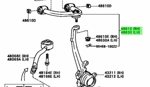 Juego de brazo superior de suspensión delantera derecho izquierdo OEM Toyota Aristo Lexus GS300 GS400 GS430 Foto 2 de 2