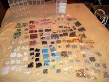 JEWELRY LOT HUGE GLASS BEADS 143 BAGS AND 2 CONTAINERS NEW BEADS TIBETAN SILVER