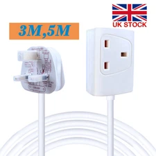 1 Way Gang Single Socket Mains Electric Extension Lead 2/3/5m Cable 13A UK Plug