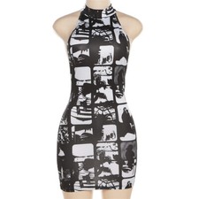 NEW Women Fashion Sexy Halter Print Sleeveless Club Slim Mini Dress #S5
