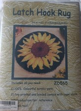Latch Hook Rug Kit, Sunflower Pattern Printed Canvas DIY Rug Yarn Kit. NIB