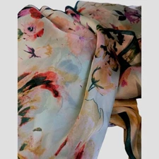 MIXIT Women Acrylic 36" Square Scarf Soft Aqua Multicolor Floral Wear Many Ways.