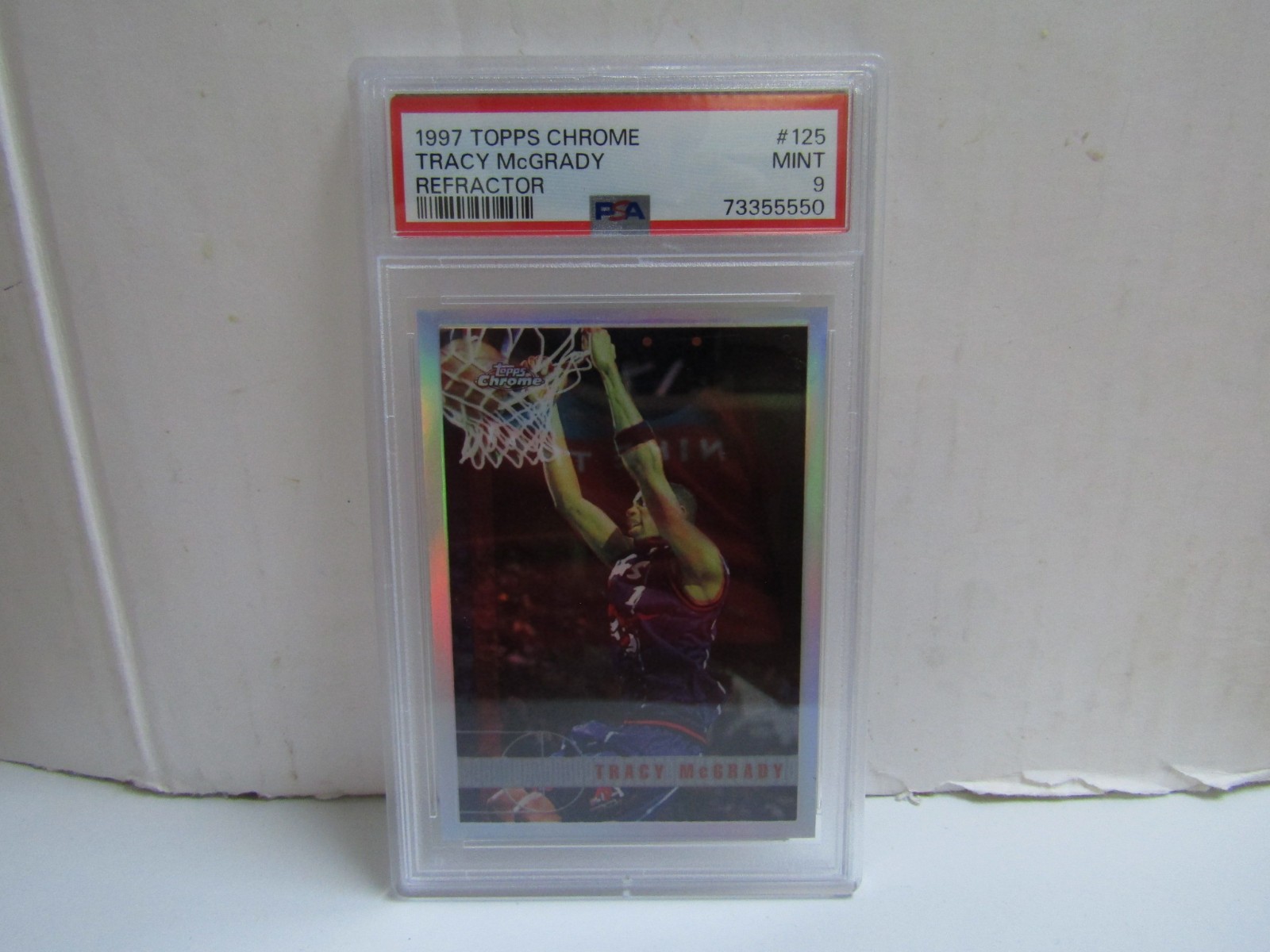 PSA 9 1997-98 Topps Chrome #125 Tracy McGrady Refractor RC Raptors