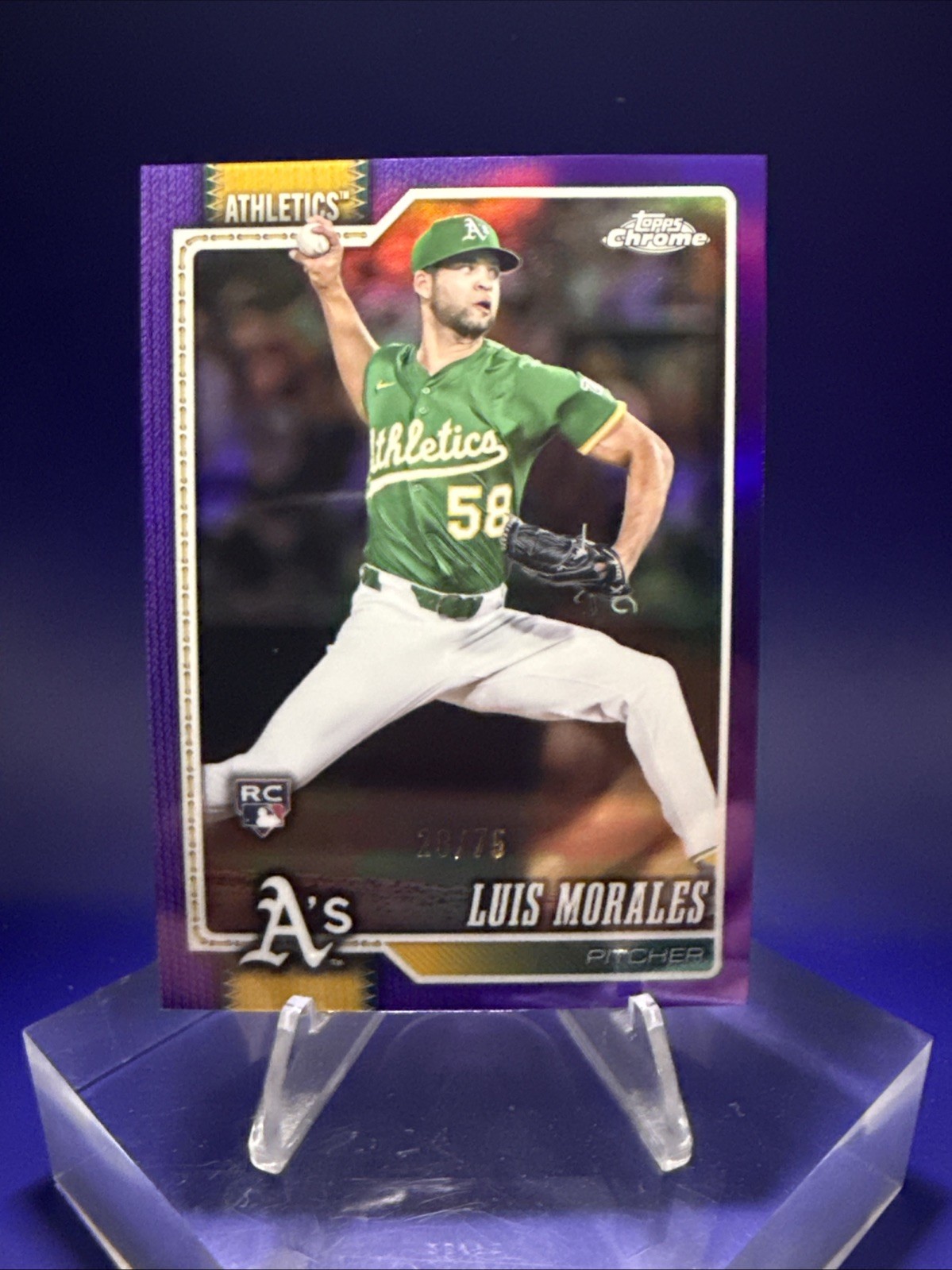 2026 Topps Chrome Luis Morales RC Purple Wave Refractor /75 Athletics