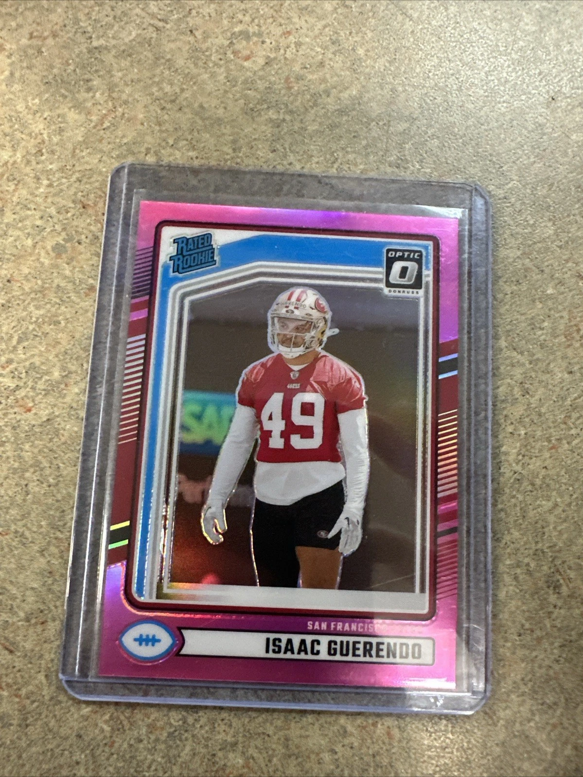 2024 Panini Donruss - Rated Rookie Isaac Guerendo #336 Optic Preview Pink Prizm