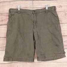 Carhartt Relaxed Fit Shorts Mens 40 Green Duck Canvas Stretch Workwear Carpenter