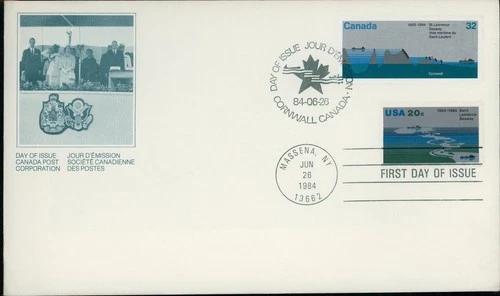 CANADA USA 1984 ST. LAWRENCE SEAWAY #1015 FIRST DAY COVER !! M224